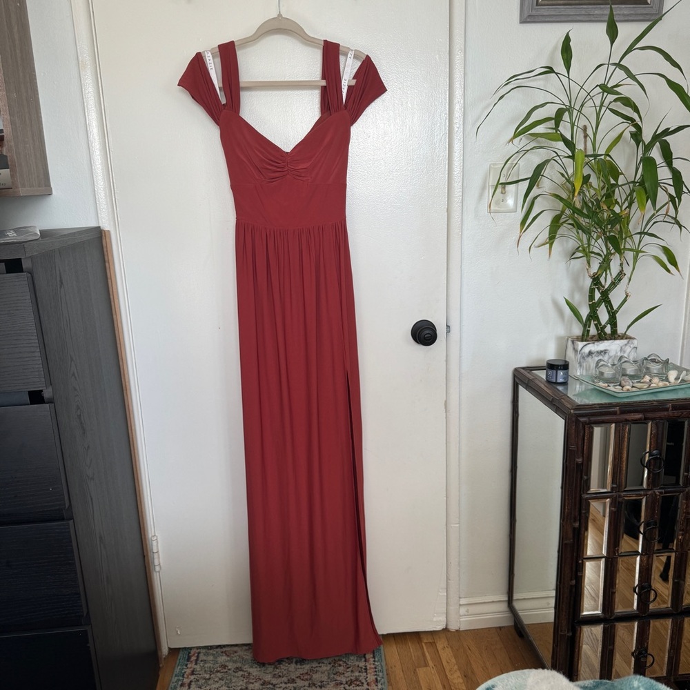 Azazie Kimmay Bridesmaid dress - Terracotta Luxe Knit - Size US 12 - NWT